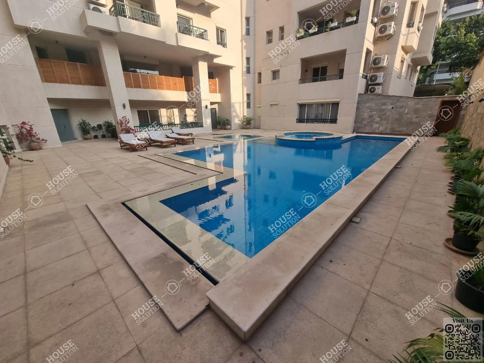 SHARED SWIMMING POOL  @ Ground Floors For Rent In Maadi Maadi Sarayat Area: 150 m² consists of 2 Bedrooms 3 Bathrooms Modern furnished 5 stars #5614-0